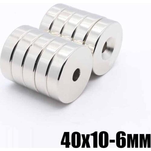 1pcs 40 x 10 mm Hole 6 mm Super Strong Ring Loop Countersunk Magnet Rare Earth Neo Neodymium Magnets Cylinder 6mm