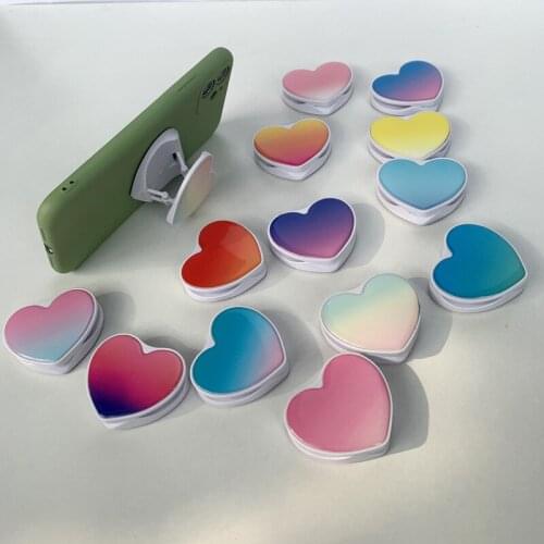 New 1PC Solid Color Love Heart Grip Holder Stand Finger Ring Grip Tok for IPhone Samsung Smartphone Foldable Phone Stand Holder