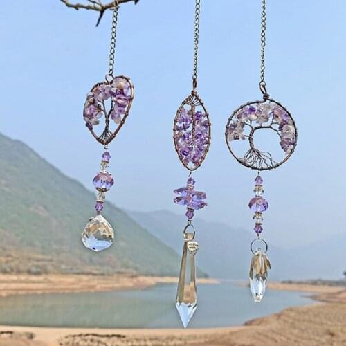 1 PCS Crystal Lighting Ball Pendant Life Tree Pendants DIY Crystal Car Decoration Home Wall Hanging Decoration L