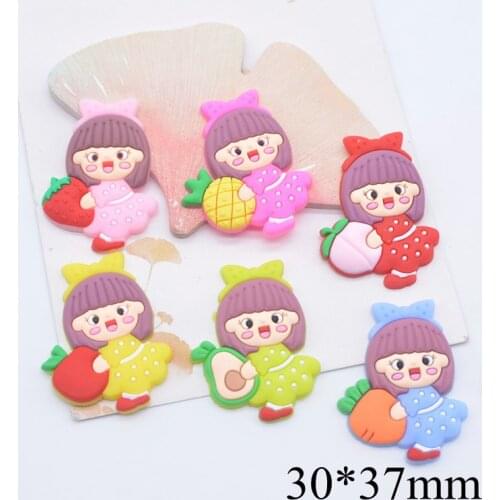 12Pcs/24Pcs Fruit Girl Miniatures Resin Planar Accessories for Jewelry Making DIY Phone Shell Crafts Ornament