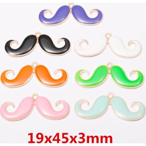 Mini Order Charms 14*30*2mm Gold Tone Zinc Alloy Enamel Neon Colors Kawaii Beard Shape Jewelry DIY Pendant Charms 16pcs