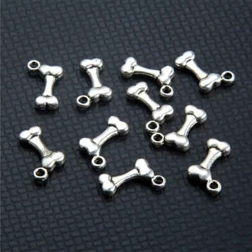20pcs Tibetan Silver Color Charms Dog Toy MINI Bone Pendant Fit Making Jewelry Supplies Findings Aesthetics Metal Accessories