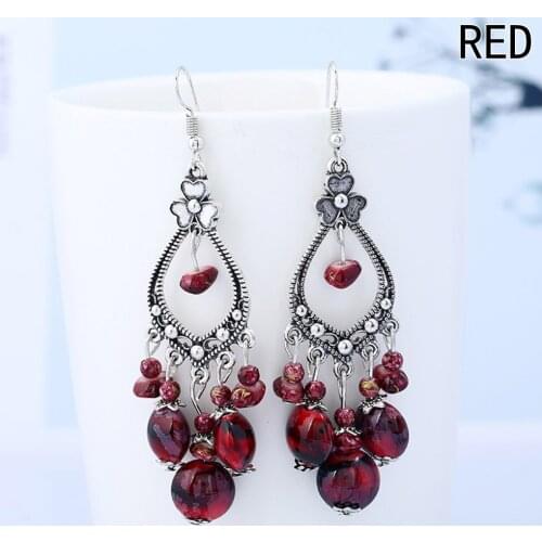 2017 Newest Silver Color Crystal Heart Tassel Earrings For Women Flower Bohemia Vintage Ethnic Jewelry