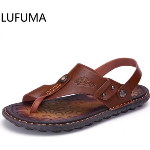2020 Summer High Quality Genuine Leather Shoes Men Sandals Handmade Classic For Male Soft Beach Sandalias Sandal Slides