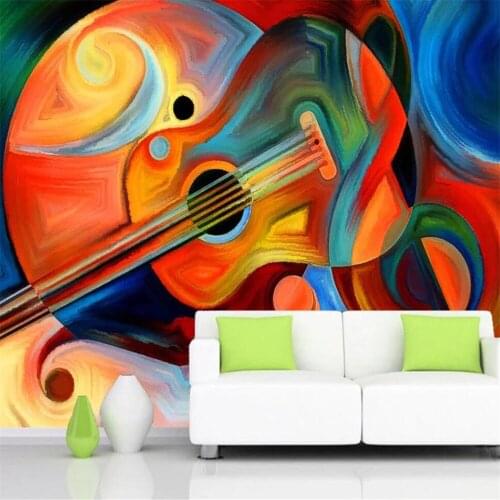 Custom 3D wallpaper mural abstract musical instrument guitar illustration oil painting background wall decoration painting livin