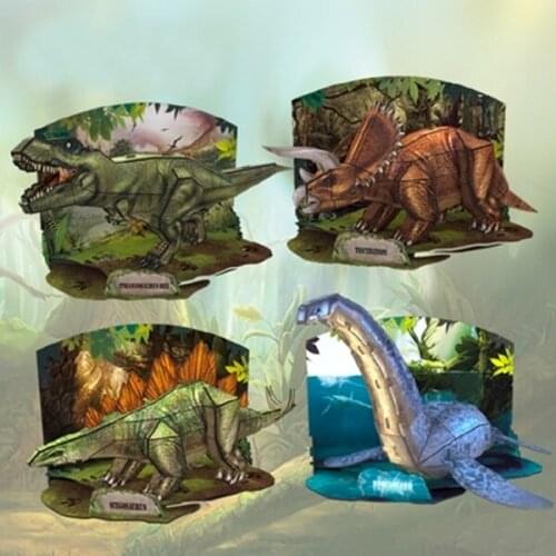 X026 3D Animal Puzzles Dinosaurs Triceratops Tyrannosaurus Rex DIY Paper Model Children Educational toys hot sale