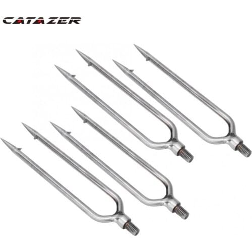 4 Pcs Fishing Spear Fishing Spear Harpoon Harpoon Stainless Steel Fishing Gig Hook Barb Outdoor Angling Tackle For Frog Salmon
