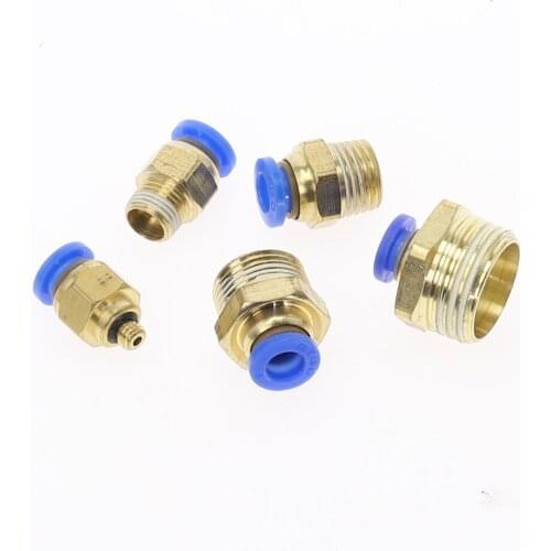 5PCS PC" Straight Push in Fitting Pneumatic Push to Connect Air 4-12mm OD Hose Tube 1/8" 1/4" 3/8" 1/2"BSP Male Thread Connector