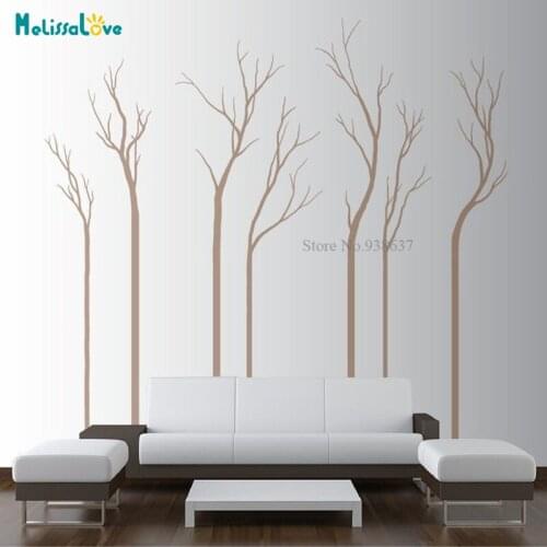 7 Slender Trees Bare Winter Tree Living Room Bedroom Decal Nature Forest Wallpaper Mural Removable Vinyl Wall Stickers BB059