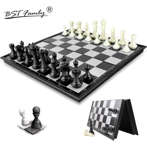 BSTFAMLY HIPS Plastic Chess Set Chessman International Chess Game Folding Checkerboard Magnetic Chess Piece Souptoy Toy Gift I5