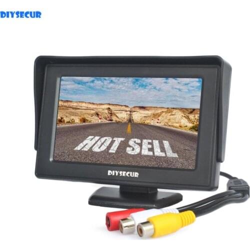 DIYSECUR 4.3 inch TFT LCD Rear View Monitor Car Monitor 2 Video Input for Car Van Truck Camera