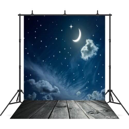Moon Cloud Photography Backdrop Wooden Floor Background For Photo Shoot Props Child Baby Shower Cloth Background Photo Studio