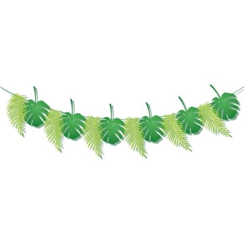 Hawaii Jungle Theme Party Decorations Baby Shower Green Palm Leaves Wall Hanging Banner Baby Birthday Party Favors Supplies