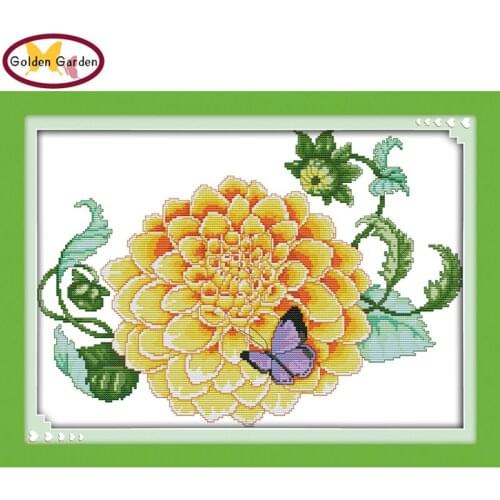 GG Butterflies on Flowers Joy Sunday Needlework Embroidery Designs Charts Handcraft Chinese Cross Stitch Patterns for Home Decor