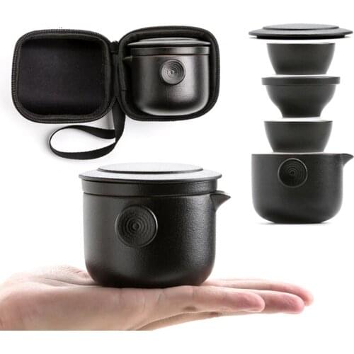Ceramic Teapots With 2 Tea Cups Porcelain Gaiwan Tea Sets Portable Travel Tea Sets Drinkware
