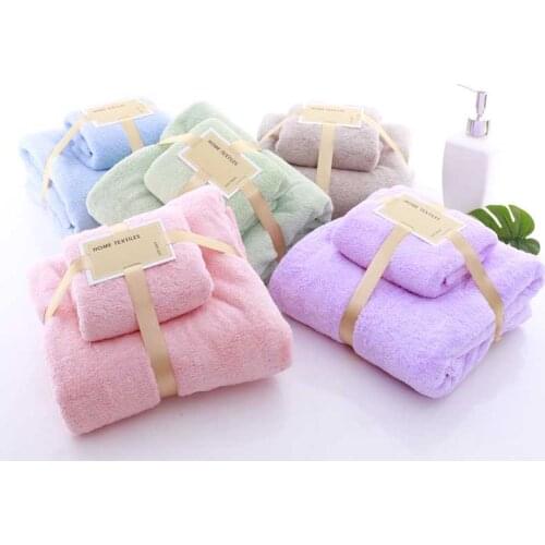 Coral Fleece Bathroom Towels for Adults Grey Pink Purple Bath Face Towel Thick Gift Towels 35x75cm/70x140cm