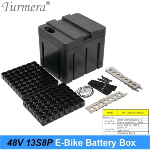 Turmera 48V E-bike Lithium Battery Storage Box For Battery Pack 13S8P 18650 Include Holder and Nickel Can Place 104 pieces Cells