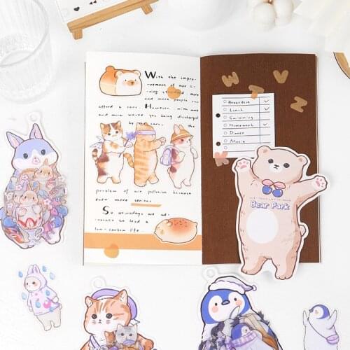 Cute Bear Cat Animal Stickers for Laptop Skateboard Computer Guitar Kids Cartoon Sticker Decal Toy