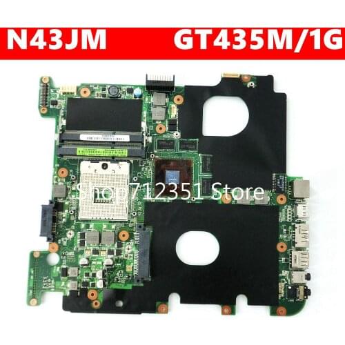 N43JM N43JQ GT435M N11P-GT-A1 mainboard For ASUS N43JM N43JF laptop motherboard HM55 60-N1HMB1000-C15 100% Tested free shipping