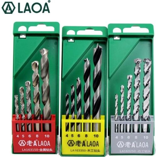 LAOA Drill Sets Metal /Wood /Masonry Drilling Size 4mm/5mm/6mm//8mm/10mm Drill for Household Bits