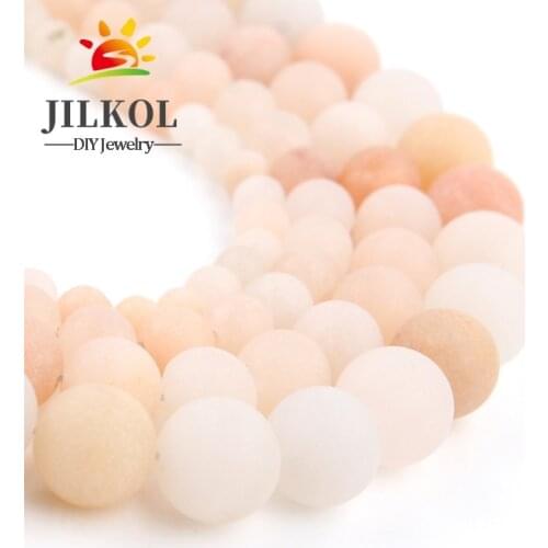 Natural Frosted Light Pink Aventurine Stone Round Loose Spacer Beads 6 8 10 MM for Jewelry Making Bracelet Necklace Accessories