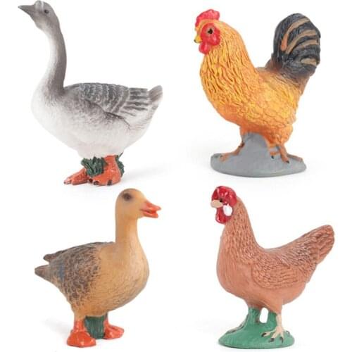 Small Size Chicken / Duck Animal Figure Collectible Toys Farm Animal Action Figures Kids Plastic Cognition Toys