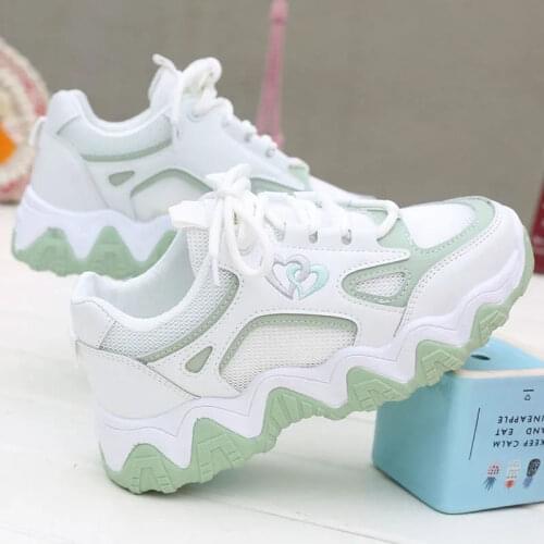 New Fashionable Wave Sole Womens Korean-Style Platform Sports Casuals Shoes Ladies Breathable Mesh Surface Trendy Shoes Womens