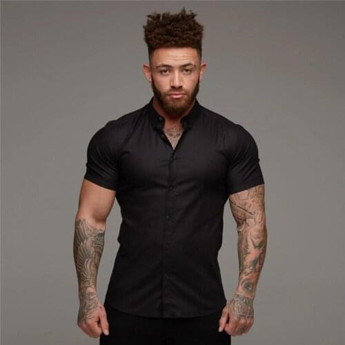 New Mens Breathable Spring Summer Brand Sports Short Cool Casual Fashion Fitness Clothing Turn-down Collar Short Sleeve Shirts