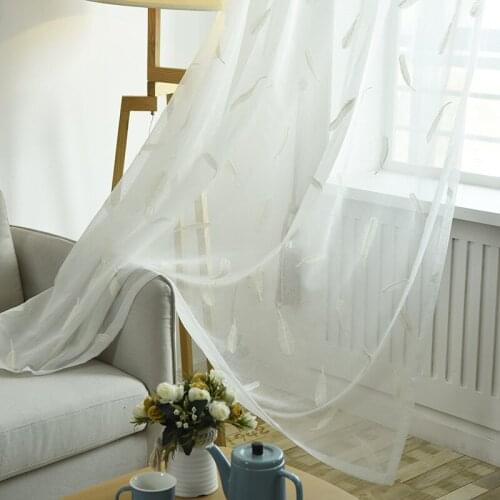 New Curtains Yarn Embroidered Tulle Window Screens for Living Room Bedroom and Study Room Translucidus (Shading Rate 1%-40%)