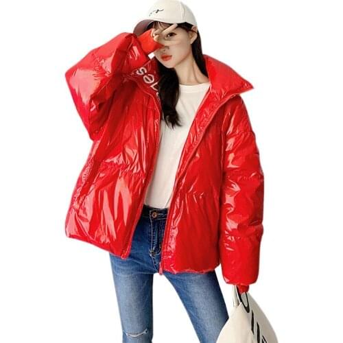 2019 Winter Glossy Down Parka womens Waterproof Coat Embroidery jacket large size Loose Winter Warm Thick Parka Women Jacket