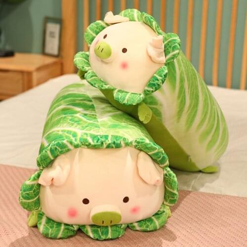 45-90cm Cute Vegetable Pig Plush Toys Japanese Cabbage Piggy Lovely Stuffed Animal Pigs Soft Doll Pillow Gifts for Kids Girls