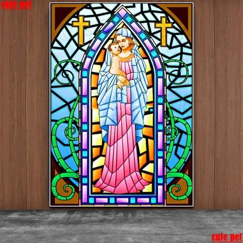 Full square round diamond painting Religious Virgin and Holy Son diamond embroidery 5D rhinestone mosaic diamond inlaid decor