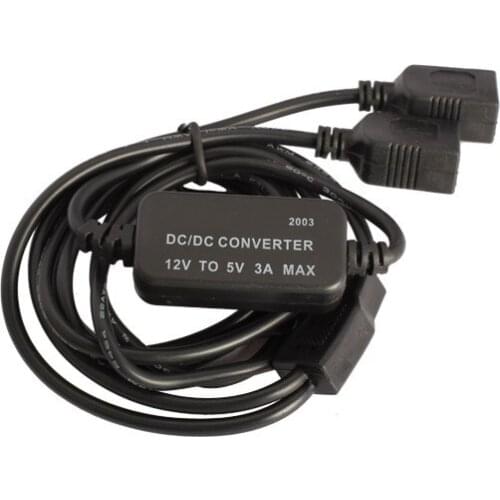 12V to 5V 3A 15W Dual USB Female Socket DC-DC Buck Converter Step Down Module Car Charger Converter Cable Cord Wire