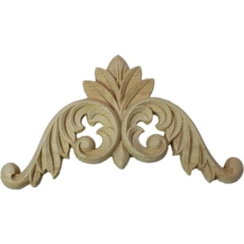 Retro Vintage Unpainted Wood Carved Decal Wooden Applique Decorative Flower Background Wall Home Decoration Accessories