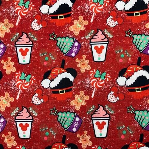 Christmas hat mouse gingerbread man Polyester Cotton Fabric Patchwork Sewing Material DIY Home Patchwork Dress Clothing Mask