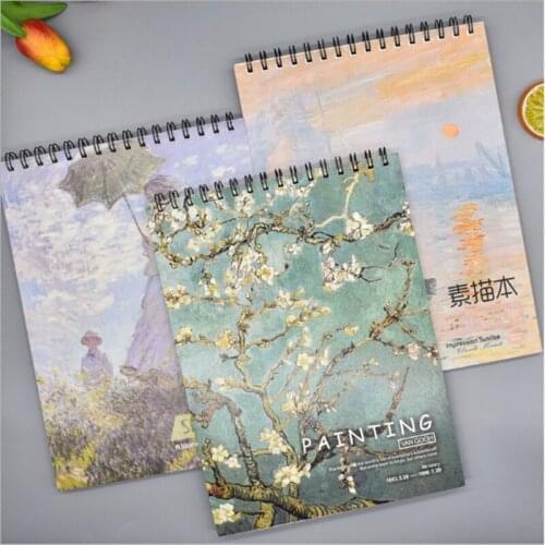 A4 Student Spiral Blank Sketchbook 50 Sheets 100gsm Thicker Oil Painting Paper Colored Pencils Graffiti Sketch Art Book