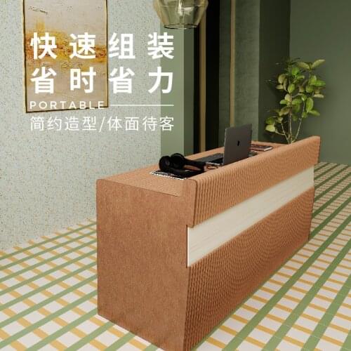 Kraft Paper Folding Modern Reception Desk Floor Display Shelf Creative Cashier Desk Mobile Church Pulpit Podium Adjustable Desk