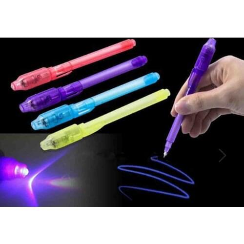 Big Head Luminous Light Pen Magic Purple 2 In 1 UV Black Light Combo Drawing Invisible Ink Pen Learning Education Toys For Child