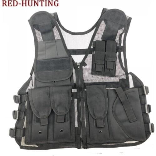 Tactical Military Molle Mesh Vest Multifunctional Outdoor Adjustable Camo Black Quick Dry Fishing Vest Hunting Jacket Clothes