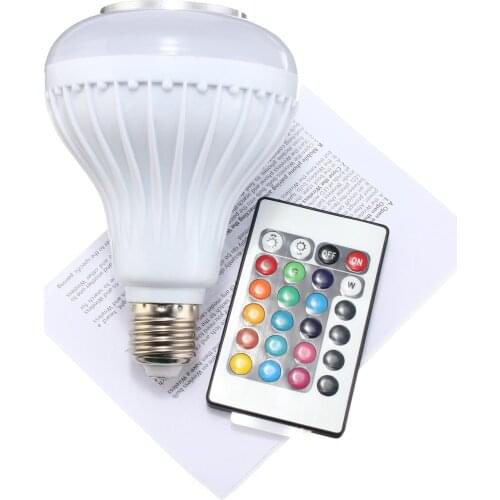 E27 Smart RGB Wireless Bluetooth Speaker Bulb Music Playing Dimmable LED Bulb Light Lamp with 24 Keys Remote Control