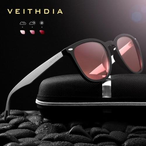 VEITHDIA Brand Unisex Aluminum+TR90 Mens Photochromic Mirror Sun Glasses Eyewear Accessories Sunglasses For Women 6116