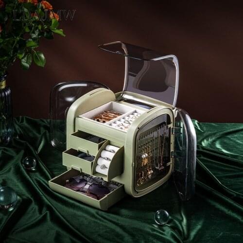 Large Capacity Jewelry Storage Box Earrings Necklace Dustproof Container Drawer Type Desktop Organizer Household Goods