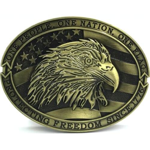 Western Cowboy Zinc Alloy Side Eagle Attitude Buckle Leather Belt