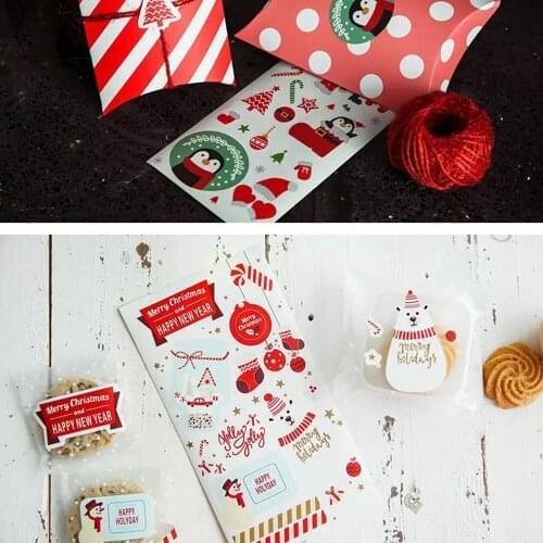 10 sheets sonw man penguin polar bear merry Christmas paper Stickers Labels as scrapbooking Gift Tag Gifts Decoration DIY gift