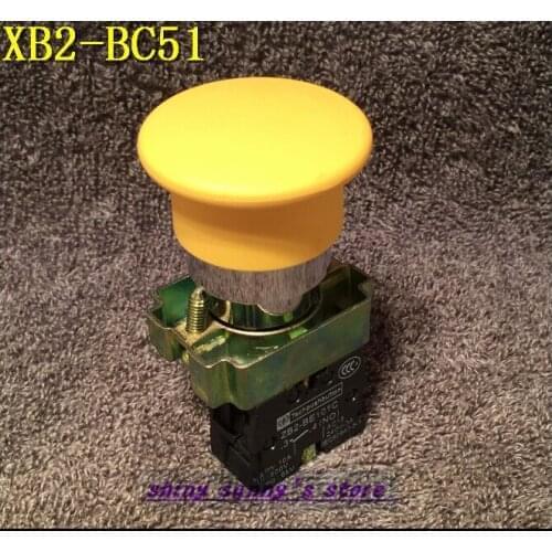 10Pcs/Lot XB2-BC51 1 NO Momentary Yellow Mushroom Head Push Button Switch N/O Brand New