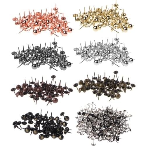 100pcs Antique Brass Upholstery Nails Furniture Tacks Pushpins Hardware Decor