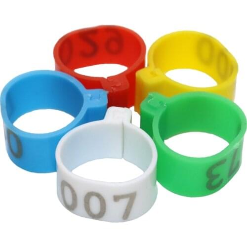 100Pcs/set Plastic Open Type Buckle Chicken Duck Goose Inner Diameter 2.0cm 5 Colors Digital Foot Ring Poultry Farming Equipment