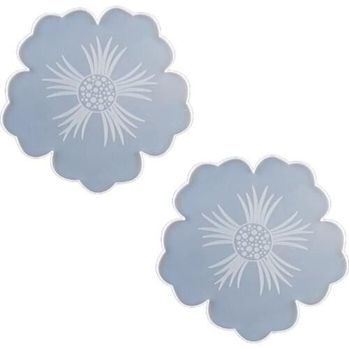 2Pcs Flower Sea Turtle Resin Coaster Mold Silicone Geode Coaster Resin Mold Tool U90E