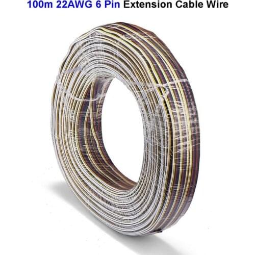 6 Pin Wire 22AWG 100m Tinned Copper Electrical Wire SM JST LED Connector Cable For 5050 RGB CCT LED Strip Light Controller