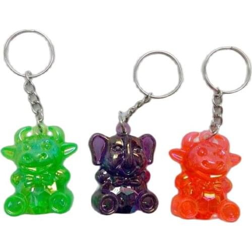 6 PIECE Crystal Cow Elephant Key chain Kids School Bag Pinata Filler Loot Gag Novelty Birthday Party Favors Favours prize